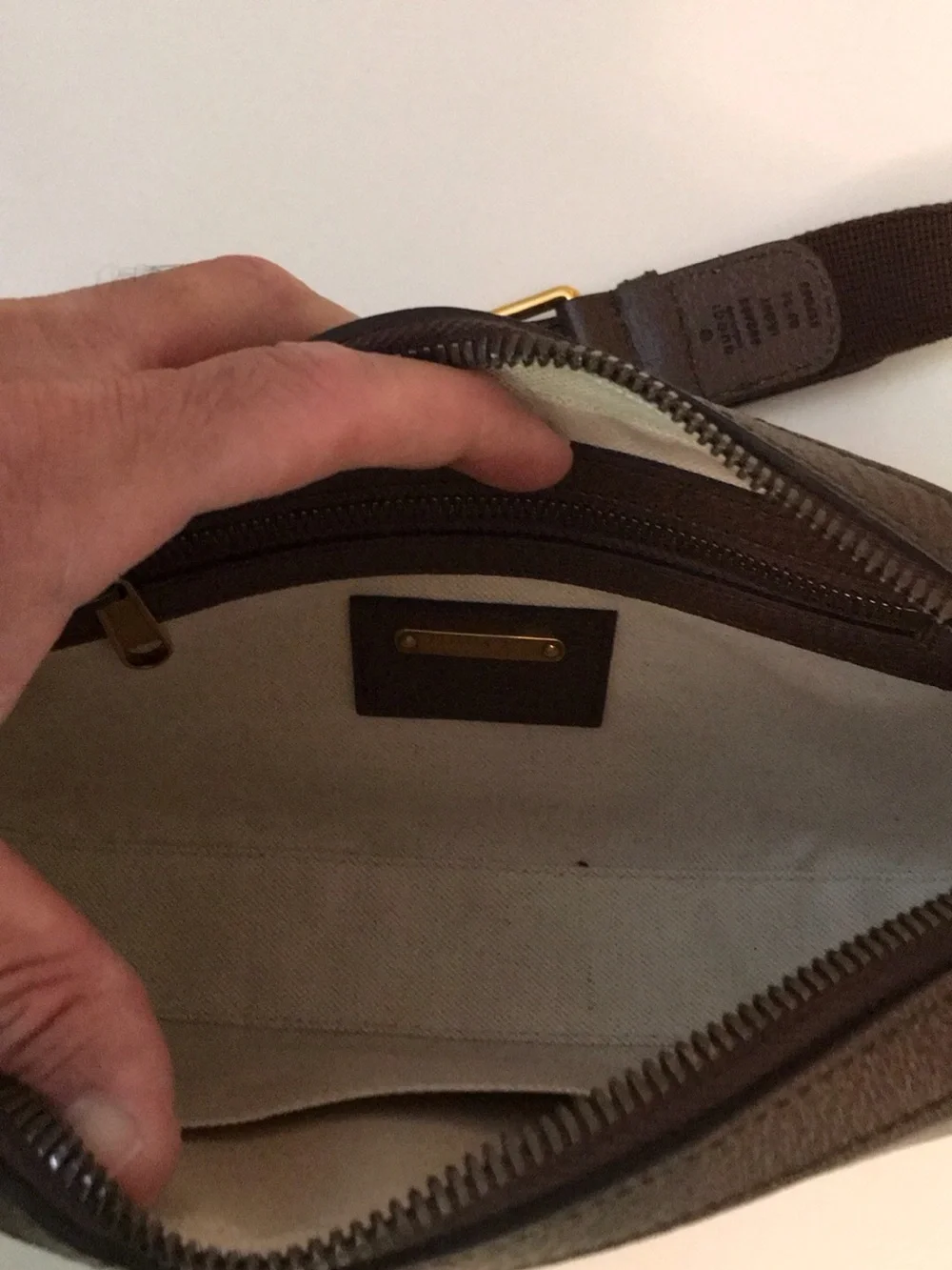Gucci Brown Belt Bag with Multicolor Logo Print